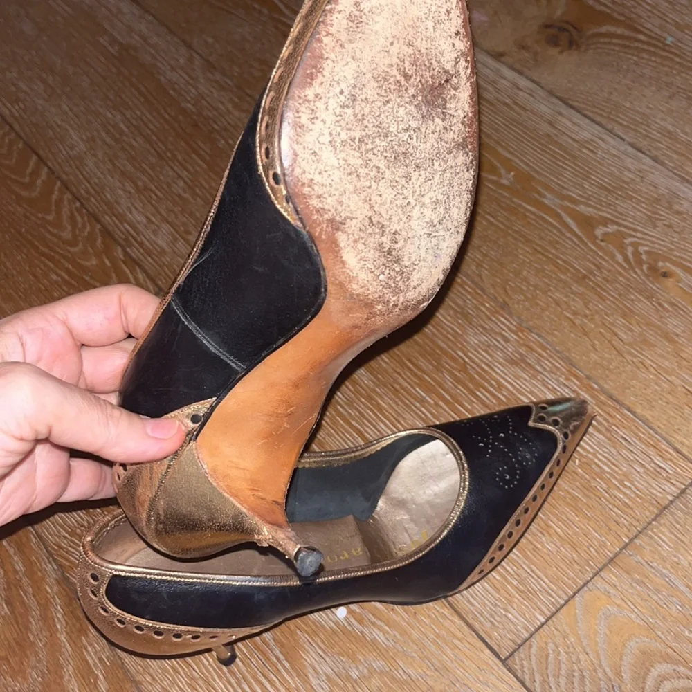 Joseph Larose vintage shoes black and gold leather 8 (71/2) - Picture 6 of 8